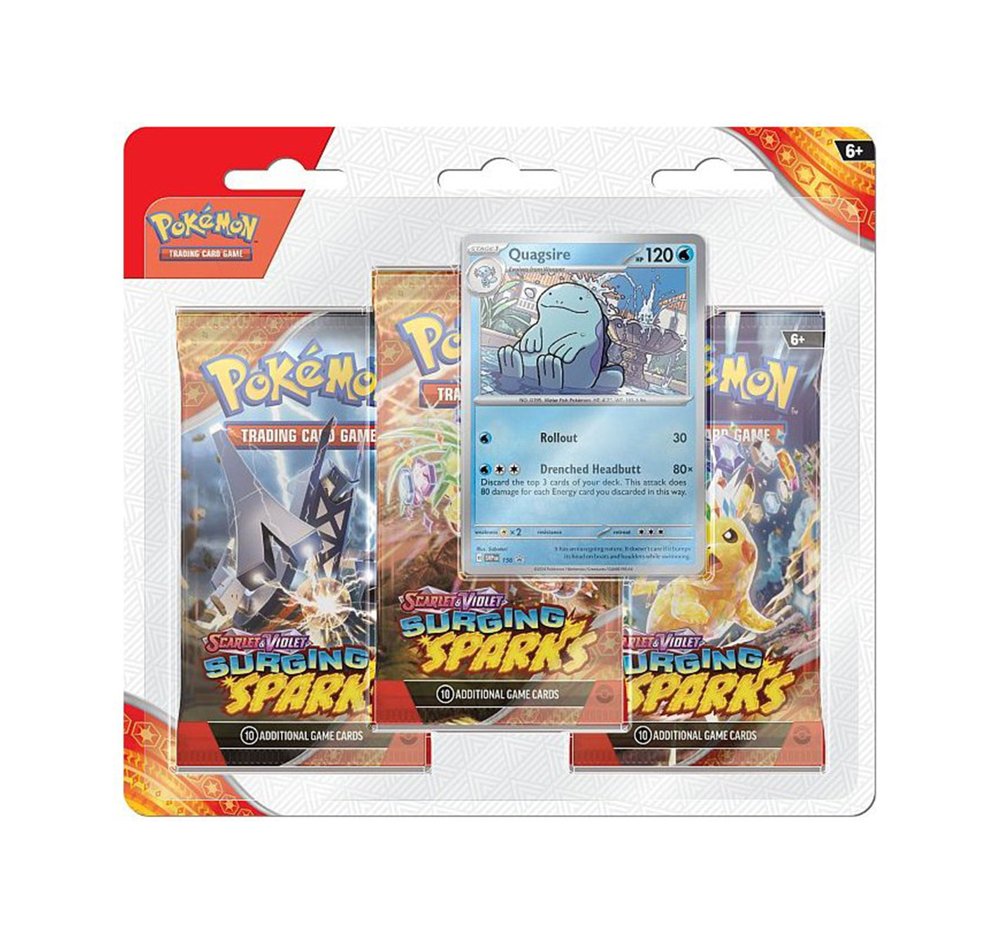 Scarlet & Violet Surging Sparks 3-Pack Blister Booster (Quagsire)
