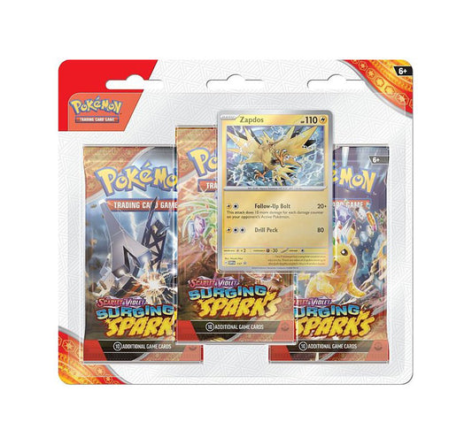 Scarlet & Violet Surging Sparks 3-Pack Blister Booster (Zapdos)